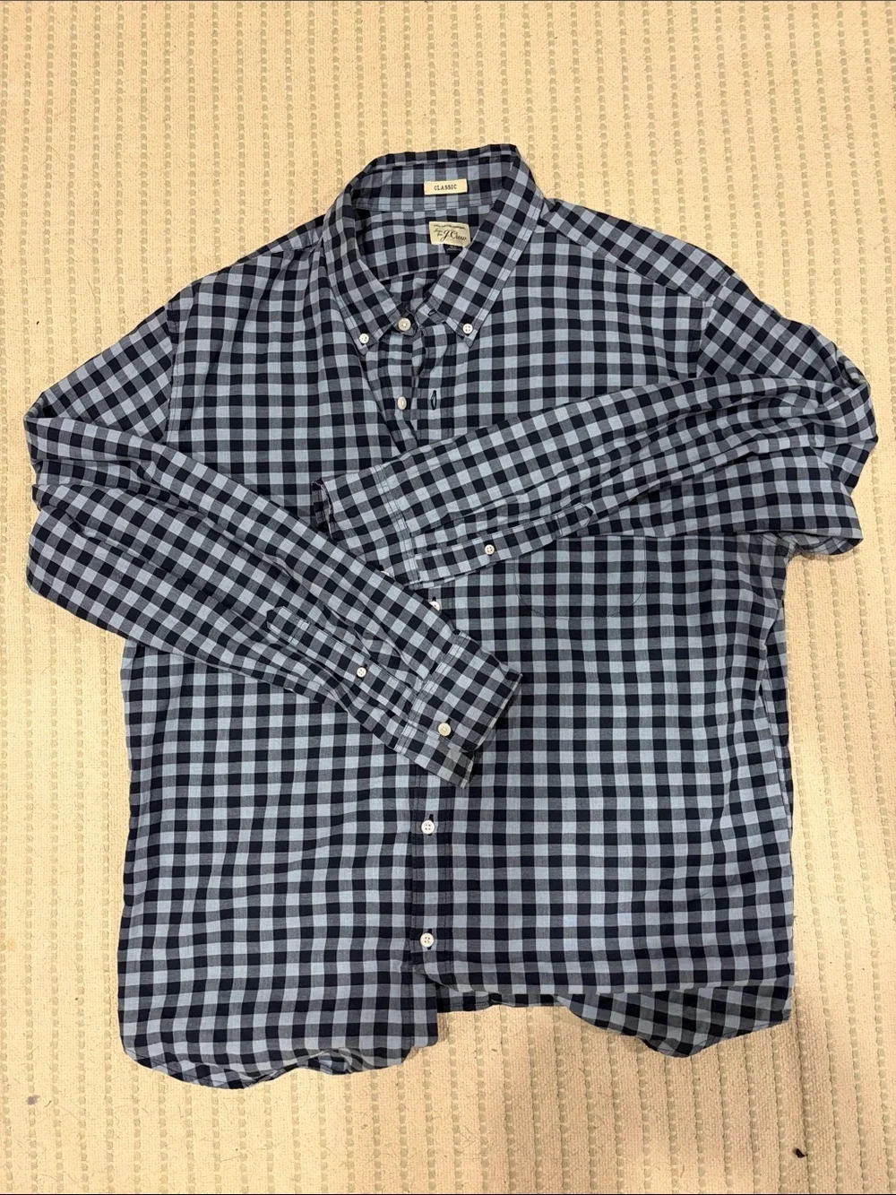 J. Crew Men's Blue Gingham Button-Down Shirt
